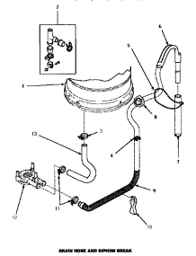 06 - Drain Hose & Siphon Break parts for Amana Washer CW9203W / P1163405W W from AppliancePartsPros.com