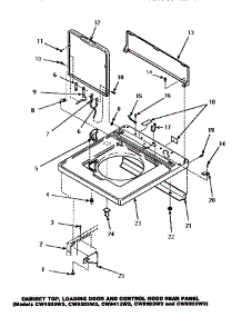04 - Cab Top / Loading Dr & Ctrl Hood Rear Pan parts for Amana Washer CW9203W2 / PCW9203W2 A from AppliancePartsPros.com