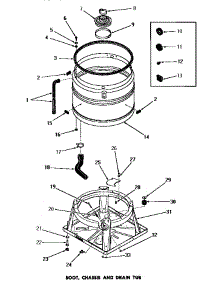 11 - Boot, Chassis & Drain Tub parts for Amana Washer DA6073 from AppliancePartsPros.com