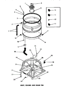 11 - Boot, Chassis & Drain Tub parts for Amana Washer DA6223 from AppliancePartsPros.com