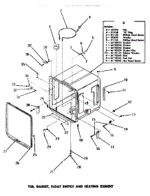 14 - Tub, Gasket, Float Switch & Heating Elem parts for Amana Dishwasher DC5600 from AppliancePartsPros.com
