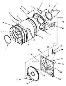 05 - Jacket, Drum Pulley, Belt And Rear Frame parts for Amana Dryer DE1160 from AppliancePartsPros.com