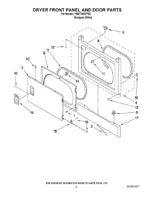 02 - Dryer Front Panel And Door Parts parts for Maytag Washer Dryer Combo YMET3800TW2 from AppliancePartsPros.com