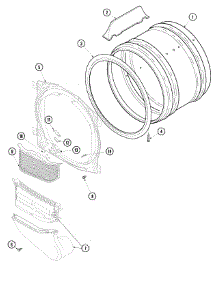 04 - Front Bulkhead, Air Duct & Cylinder parts for Amana Dryer DLG330RAW from AppliancePartsPros.com