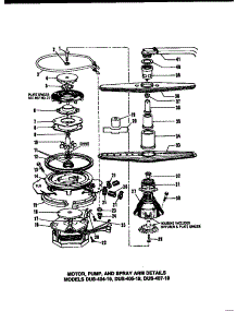 07 - Motor, Pump, And Spray Arm Details parts for Amana Dishwasher DUS-407-19 / DUS-407-1 9 from AppliancePartsPros.com