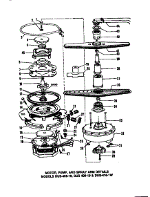 02 - Motor, Pump, And Spray Arm Details parts for Amana Dishwasher DUS-409-19 / DUS-409-1 9 from AppliancePartsPros.com
