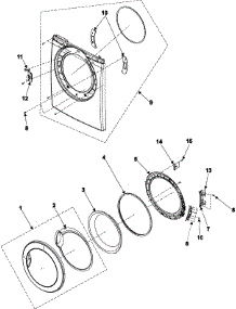 04 - Door parts for Samsung Dryer DV316LES from AppliancePartsPros.com