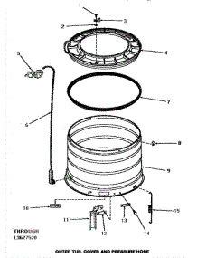 15 - Outer Tub, Cover & Pressure Hose parts for Amana Washer HA2620 from AppliancePartsPros.com