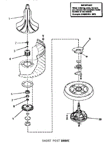 20 - Short Post Drive (Addition) parts for Amana Washer HA4591 from AppliancePartsPros.com