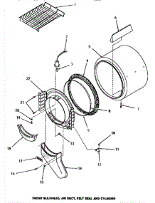 06 - Fr Blkhd, Air Duct, Felt Seal & Cylinder parts for Amana Dryer HE2250 from AppliancePartsPros.com
