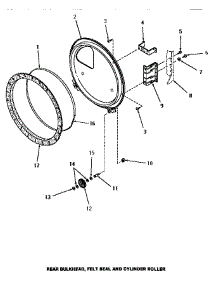 11 - Rear Blkhd, Felt Seal & Cylinder Roller parts for Amana Dryer HE4070 from AppliancePartsPros.com
