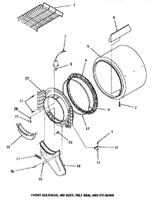 07 - Fr Blkhd, Air Duct, Felt Seal & Cylinder parts for Amana Dryer HG2260 from AppliancePartsPros.com