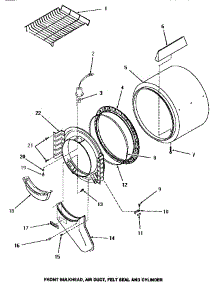 06 - Fr Blkhd, Air Duct, Felt Seal & Cylinder parts for Amana Dryer HG2980 from AppliancePartsPros.com