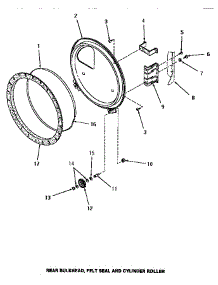 14 - Rear Blkhd, Felt Seal & Cylinder Roller parts for Amana Dryer HG2980 from AppliancePartsPros.com