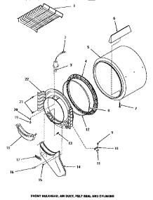 07 - Fr Blkhd, Air Duct, Felt Seal & Cylinder parts for Amana Dryer HG6380 from AppliancePartsPros.com