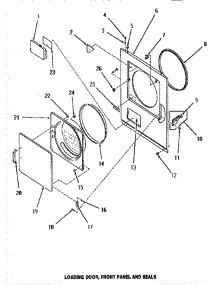 12 - Loading Door, Front Panel & Seals parts for Amana Dryer HG6660 from AppliancePartsPros.com