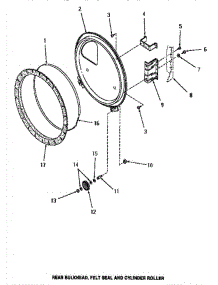15 - Rear Blkhd, Felt Seal & Cylinder Roller parts for Amana Dryer HG6660 from AppliancePartsPros.com