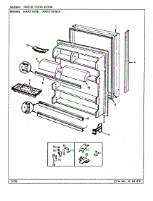 05 - Fresh Food Door parts for Hoover Refrigerator HRNT19192A / CF52A from AppliancePartsPros.com