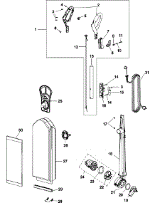 02 - Handle And Bag parts for Hoover Vacuum HSCU8000B from AppliancePartsPros.com