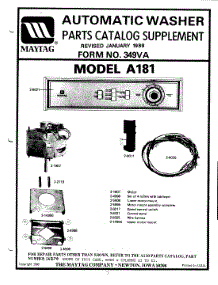 05 - Parts Catalog Supplement (A181) parts for Maytag Washer LA181 from AppliancePartsPros.com