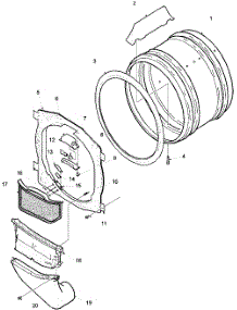 04 - F Bulkhead, Air Duct, Seal And Cylinder parts for Amana Dryer LES34AW / PLES34AW from AppliancePartsPros.com