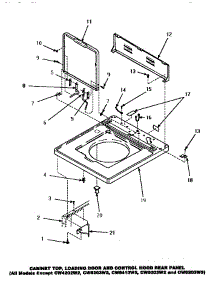04 - Cab Top / Loading Dr & Ctrl Hood Rear Pan parts for Amana Washer LW6101WB / PLW6101WB A from AppliancePartsPros.com