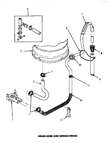 06 - Drain Hose & Siphon Break parts for Amana Washer LW6101WB / PLW6101WB A from AppliancePartsPros.com