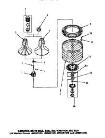 02 - Agitator / Drive Bell / Seal Kit / Tub & Hub parts for Amana Washer LW6111LB / PLW6111LB A from AppliancePartsPros.com