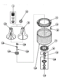 03 - Agitator / Drive Bell / Seal Kit / Tub & Hub parts for Amana Washer LW6111WB / PLW6111WB B from AppliancePartsPros.com