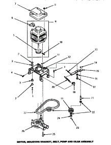 12 - Motor, Mtg Brkt, Belt, Pump & Idler Assy parts for Amana Washer LWM433L / P1176502W L from AppliancePartsPros.com