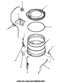 13 - Outer Tub, Cover & Pressure Hose parts for Amana Washer LWM833W / P1176503W W from AppliancePartsPros.com