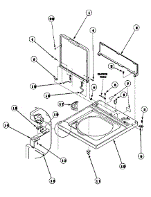 04 - Cab Top / Loading Dr & Ctrl Hood Rear Pan parts for Amana Washer LWS17AW / PLWS17AW from AppliancePartsPros.com