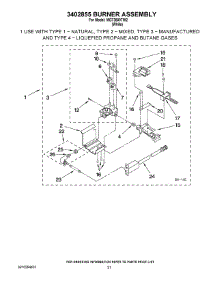 15 - 3402855 Burner Assembly parts for Maytag Washer Dryer Combo MGT3800TW2 from AppliancePartsPros.com