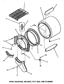 03 - Fr Blkhd, Air Duct, Felt Seal & Cylinder parts for Amana Dryer NE2113 from AppliancePartsPros.com