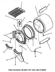 03 - Fr Blkhd, Air Duct, Felt Seal & Cylinder parts for Amana Dryer NE6513 from AppliancePartsPros.com