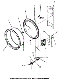 10 - Rear Blkhd, Felt Seal & Cylinder Roller parts for Amana Dryer NE7313 from AppliancePartsPros.com