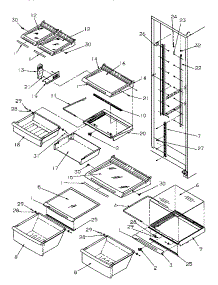 14 - Shelving And Drawers (Ref) parts for Amana Refrigerator SBDE20S4SW / P1190902W W from AppliancePartsPros.com