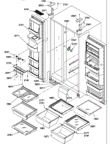 11 - Ref / Fz Shelves, Light And Hinges parts for Amana Refrigerator SBDE20S4SW / P1190903W W from AppliancePartsPros.com