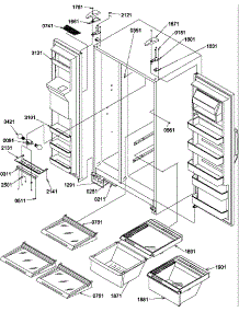 11 - Ref / Fz Shelves, Lights, And Hinges parts for Amana Refrigerator SCD25TBL / P1303517W L from AppliancePartsPros.com
