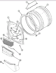 04 - Front Bulkhead, Air Duct & Drum parts for Maytag Dryer SDG5701AXW from AppliancePartsPros.com