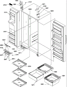 11 - Ref / Fz Shelves, Lights, And Hinges parts for Amana Refrigerator SGD22TW / P1303510W W from AppliancePartsPros.com