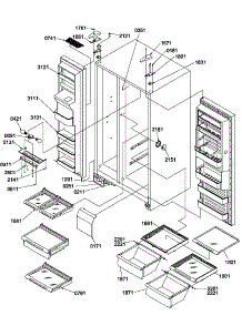 12 - Ref / Fz Shelves / Lights / Hinges parts for Amana Refrigerator SRD22S3E / P1190327W E from AppliancePartsPros.com