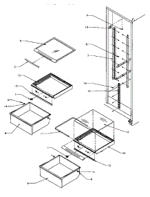 16 - Shelving And Drawers (Ref) parts for Amana Refrigerator SRD25S5E / P1190302W E from AppliancePartsPros.com