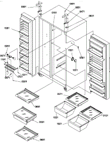 11 - Ref / Fz Shelves, Lights, And Hinges parts for Amana Refrigerator SS21SW / P1193802W W from AppliancePartsPros.com