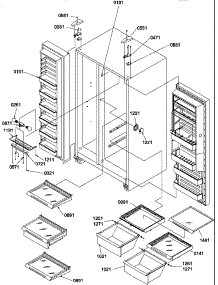 12 - Refrig / Fz Shelves / Lights / Lights / & Hinges parts for Amana Refrigerator SS25TW / P1194003W W from AppliancePartsPros.com