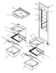 15 - Shelving And Drawers (Ref) parts for Amana Refrigerator SSD21SBW / P1193904W W from AppliancePartsPros.com