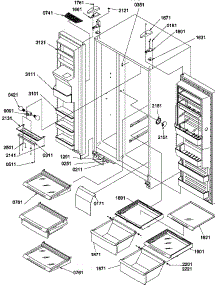 12 - Ref / Fz Shelves, Lights, And Hinges parts for Amana Refrigerator SSD25TE / P1314201W E from AppliancePartsPros.com