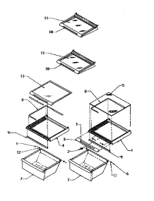 12 - Shelving & Drawers (Ref) parts for Amana Refrigerator SX25SL / P1190203W L from AppliancePartsPros.com