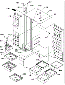 11 - Ref / Fz  / Shelves, Lights, & Hinges parts for Amana Refrigerator SXD322L / P1305703W L from AppliancePartsPros.com