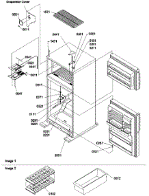 04 - Door Hinges And Freezer Shelf parts for Amana Refrigerator TC18VL / P1315704W L from AppliancePartsPros.com